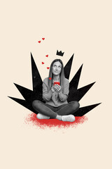 Poster collage banner of best popular lady blogger check her social media account trend content...