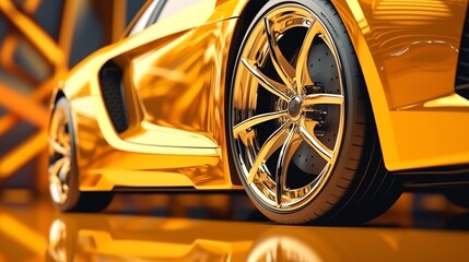 Abstract yellow luxury car