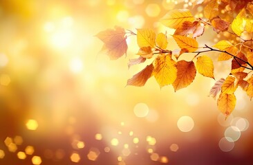 Obraz premium Beautiful sunny colorful autumn leaves background. Generative AI