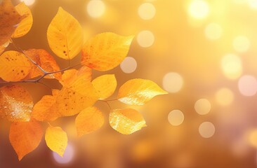 Beautiful sunny colorful autumn leaves background. Generative AI