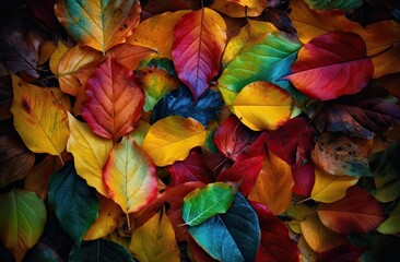 Fototapeta na wymiar A lot of colorful leaves in the style of naturalistic tones. Generative AI