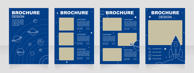 College with astronomy program blank brochure design. Template set with copy space for text. Premade corporate reports collection. Editable 4 paper pages. Arial Black, Regular fonts used © IMG visuals icons