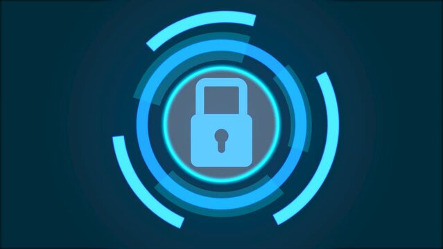 Internet, network security animation with lock and code in the background. Cyber technology, data, information protection concept.
