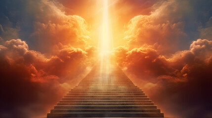 Ascending stairs to the sun. Generative Ai