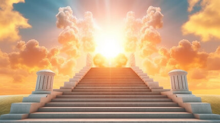 Ascending stairs to the sun. Generative Ai