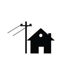 house with electric pole icon, vector best flat icon.