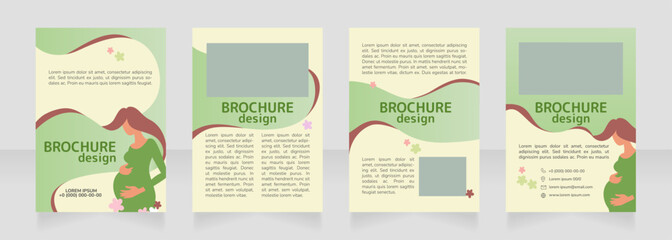 Childbirth classes blank brochure design. Template set with copy space for text. Premade corporate reports collection. Editable 4 paper pages. Rounded Mplus 1c Bold, Nunito Light fonts used