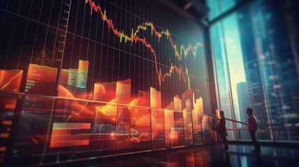 Fototapeta na wymiar Business digital graph chart in stock trade market. Generative Ai