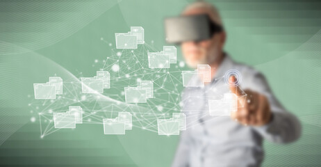 Man touching a data connection concept