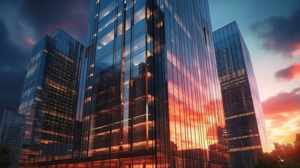 Fototapeta premium Contemporary office towers. Generative Ai