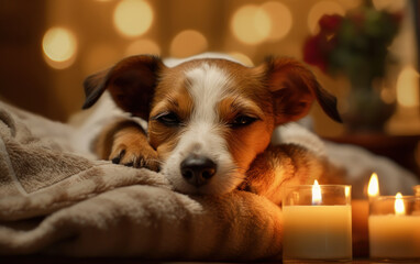 Jack Russell Terrier Dog in Zen Moments of Canine Relaxation. Generative AI
