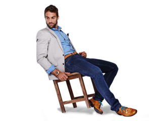 Thinking, corporate and a businessman on a chair in fashion isolated on a transparent png background. Working, relax and a man sitting with ideas, plan or contemplation about a professional career