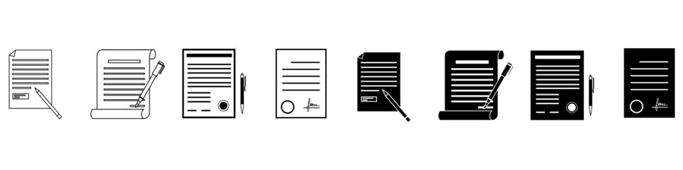 Contract icon vector set. document illustration sign collection. deal symbol.