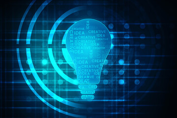 

2d illustration bulb future technology, innovation background, creative idea concept 