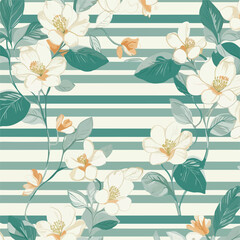 Fototapeta na wymiar Seamless vector pattern with many abstract spring flowers. For wallpaper or fabric decoration in vintage style. Flower painting for summer. Botanical background. Vector illustration.