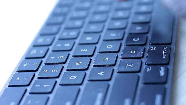 hand typing laptop keyboard working from home on home office  stock video stock footage