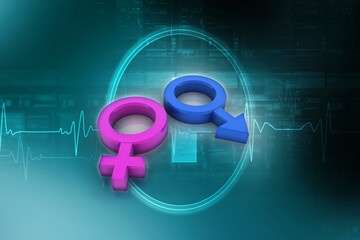 Gender symbols of man and woman, 3D rendering

