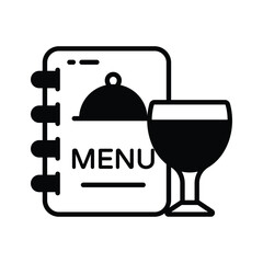 Menu card with a glass of drink showing concept icon of hotel menu card in trendy style