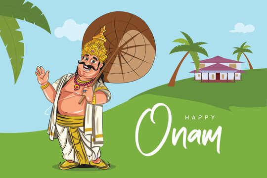 illustration of King Mahabali in Onam festival of kerala. mahabali or maveli, Kerala old king. he is coming for every year onam celebration.
