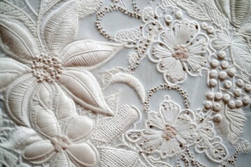 Fototapeta na wymiar Stitched ornate floral embroidery background Generative AI
