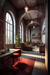 Fototapeta na wymiar Details of a Sophisticated Loft Living Room with a Contemporary Design