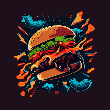 Naklejki illustration of a burger vector art commercial logo