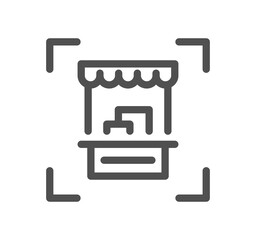 Shop management related icon outline and linear symbol.