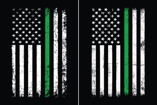 Thin Green Line American Flag Design