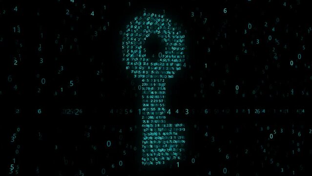 Digital protection concept, digital key in virtual space, data encryption and safe conception