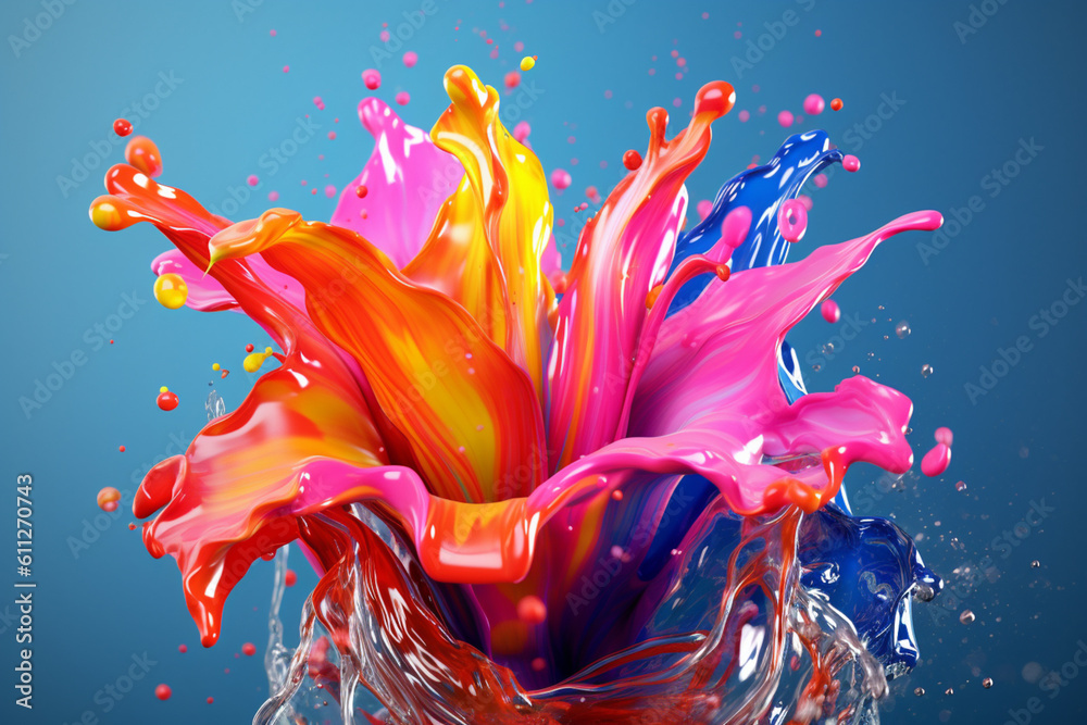 Aufkleber an abstract surreal photograph of a yopo (anadenanthera spp.) splashed in bright paint, generative a