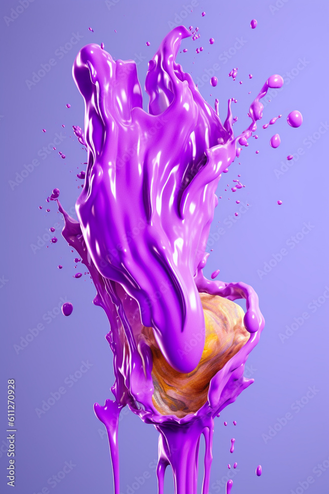 Fototapete an abstract surreal photograph of a lavender splashed in bright paint. generative ai technology.