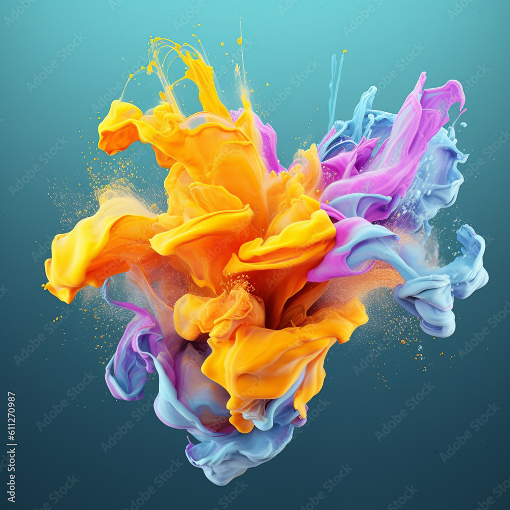 Leinwandbilder an abstract surreal photograph of a sage splashed in bright paint. generative ai technology.