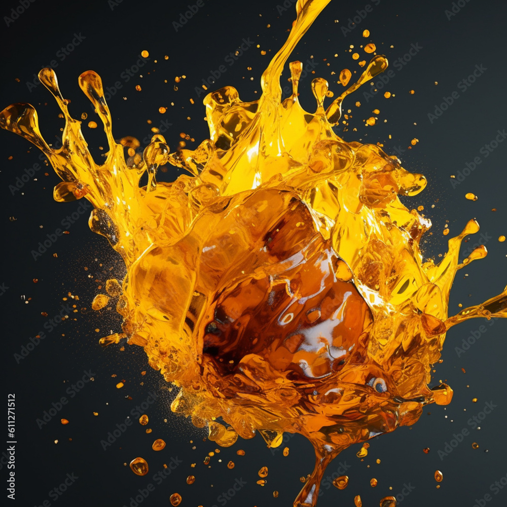 Fototapete an abstract surreal photograph of a citrine splashed in bright paint. generative ai technology.