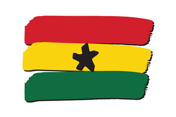 Ghana Flag with colored hand drawn lines in Vector Format