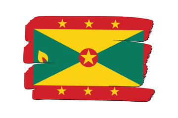 Grenada Flag with colored hand drawn lines in Vector Format