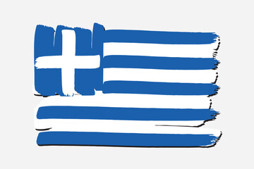 Greece Flag with colored hand drawn lines in Vector Format