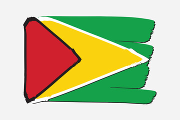 Guyana Flag with colored hand drawn lines in Vector Format