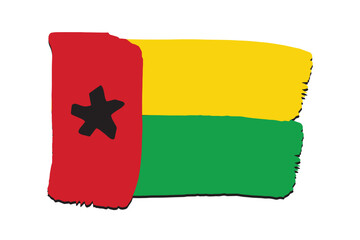 Guinea Bissau Flag with colored hand drawn lines in Vector Format