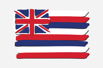 Hawaii Flag with colored hand drawn lines in Vector Format