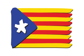 Independent Catalonia Flag with colored hand drawn lines in Vector Format