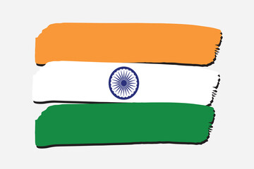 India Flag with colored hand drawn lines in Vector Format