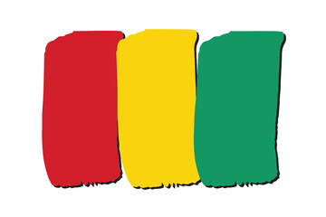 Guinea Flag with colored hand drawn lines in Vector Format