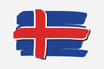 Iceland Flag with colored hand drawn lines in Vector Format