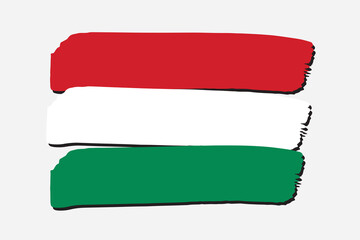 Hungary Flag with colored hand drawn lines in Vector Format
