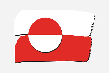 Greenland Flag with colored hand drawn lines in Vector Format