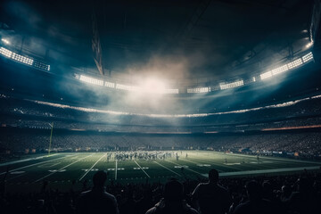 American football stadium in a super bowl game in the grand arena , Created with generative AI