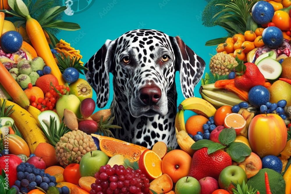 Poster an abstract digital collage representing a pet nutritionist using vibrant colors and abstract shapes
