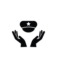 hand holding army cap icon, vector best flat icon.