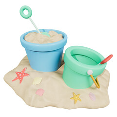 3d summer tropical sand bucket
