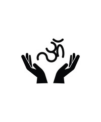 hand holding om symbol, vector best flat icon.